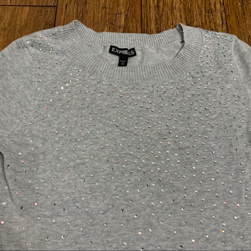 Express BLING Lightweight Gray Sweater XS
